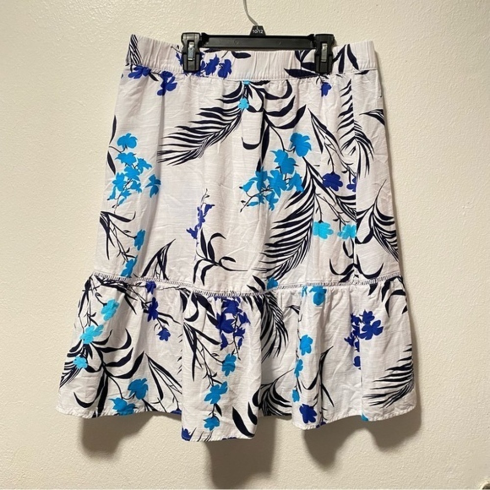 Liz Claiborne Skirt Women’s Size M Long‎ White Blue - Picture 2 of 7